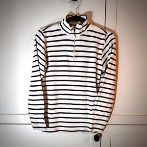 L.L. Bean Heritage Mariner Stripe quarter-zip mock Neck Sweater size S (US 6-8)